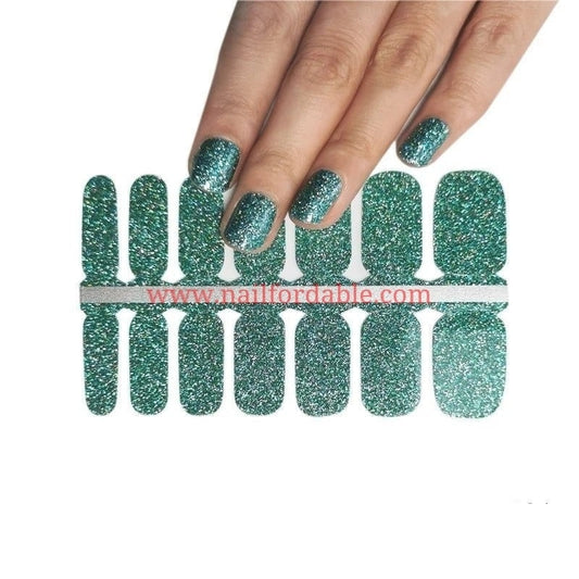 Green glitter Nail Wraps | Semi Cured Gel Wraps | Gel Nail Wraps |Nail Polish | Nail Stickers