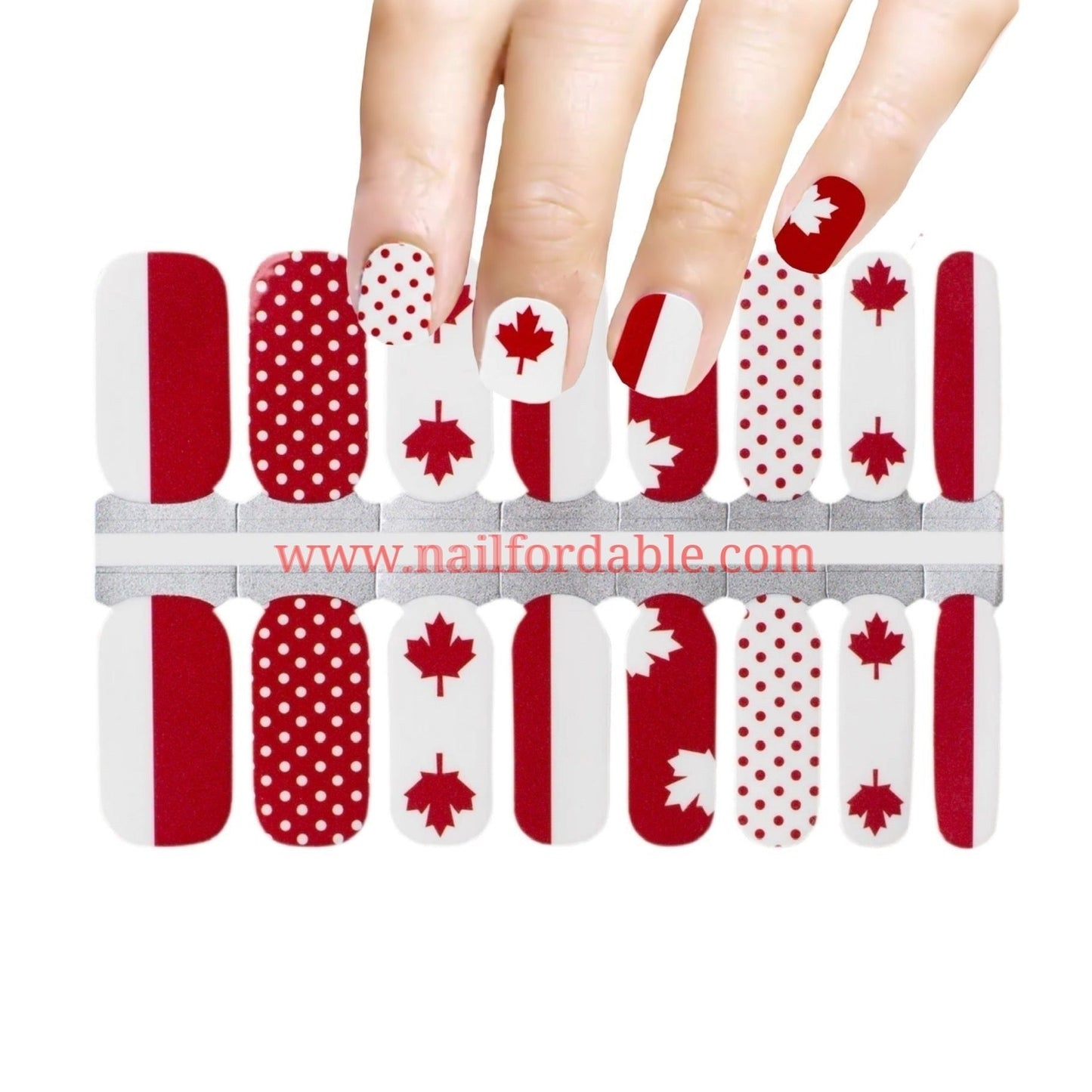 Canada Flag Nail Wraps | Semi Cured Gel Wraps | Gel Nail Wraps |Nail Polish | Nail Stickers