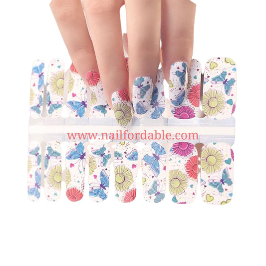 Sunflowers & butterflies Nail Wraps | Semi Cured Gel Wraps | Gel Nail Wraps |Nail Polish | Nail Stickers