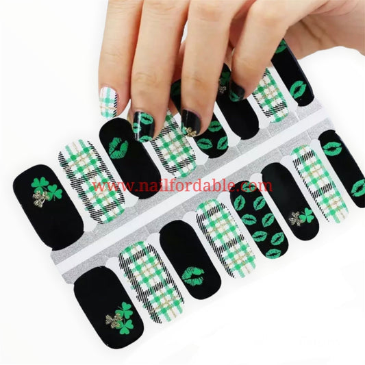 St. Patricks day plaid | Nail Wraps | Nail Stickers | Nail Strips | Gel Nails | Nail Polish Wraps - Nailfordable
