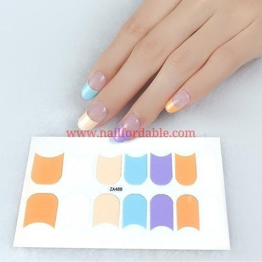 Pastel tips | Nail Wraps | Nail Stickers | Nail Strips | Gel Nails | Nail Polish Wraps - Nailfordable