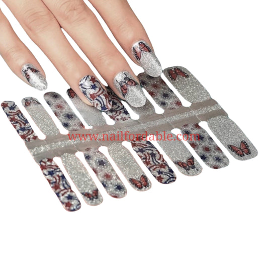 Independence day celebration Nail Wraps | Semi Cured Gel Wraps | Gel Nail Wraps |Nail Polish | Nail Stickers