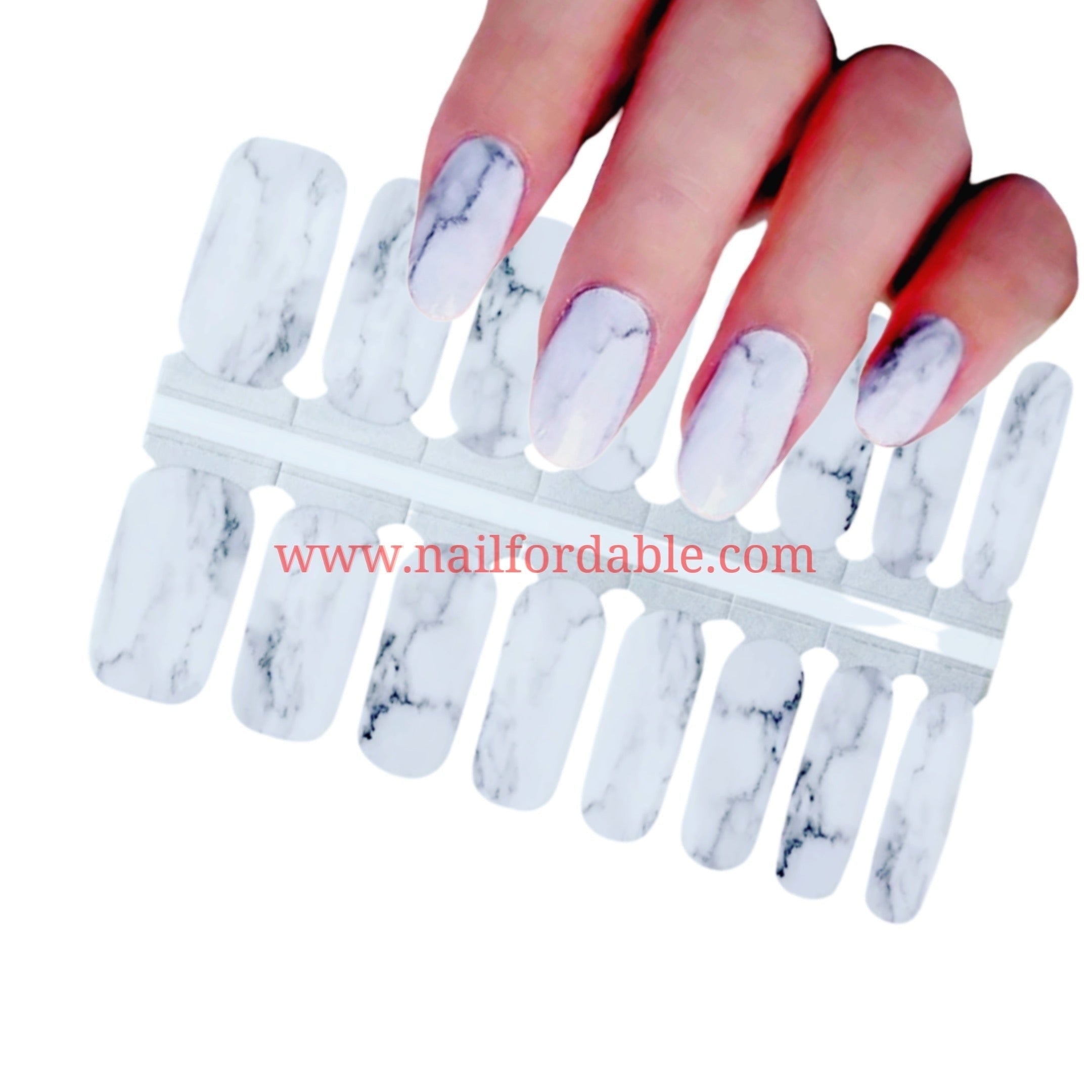 White Granite Nail Wraps Nail Stickers Nail Strips Gel Nails