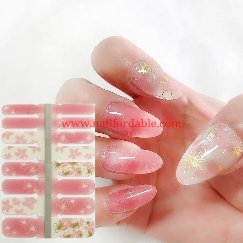 Gold flower shapes Crystal Wraps Nail Wraps | Semi Cured Gel Wraps | Gel Nail Wraps |Nail Polish | Nail Stickers
