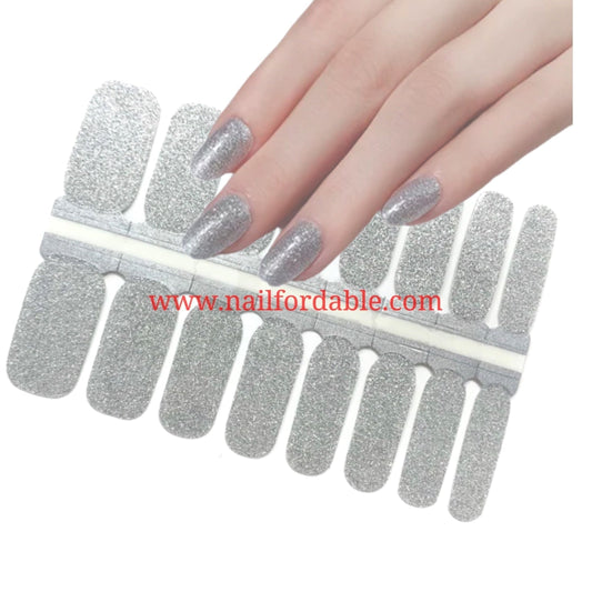 Silver Glitter Nail Wraps | Semi Cured Gel Wraps | Gel Nail Wraps |Nail Polish | Nail Stickers