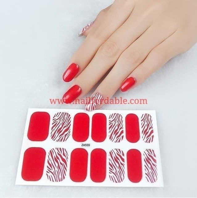 Red Zebra Nail Wraps | Semi Cured Gel Wraps | Gel Nail Wraps |Nail Polish | Nail Stickers