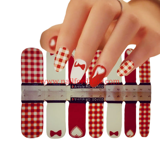 White Heart Nail Wraps | Semi Cured Gel Wraps | Gel Nail Wraps |Nail Polish | Nail Stickers