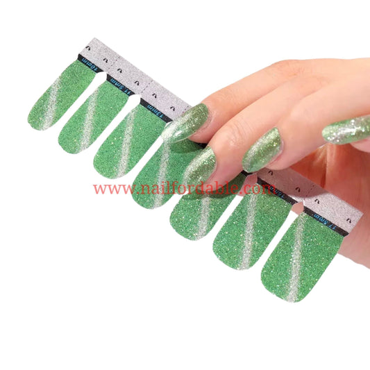 Cat Eye -Light Green Nail Wraps | Semi Cured Gel Wraps | Gel Nail Wraps |Nail Polish | Nail Stickers