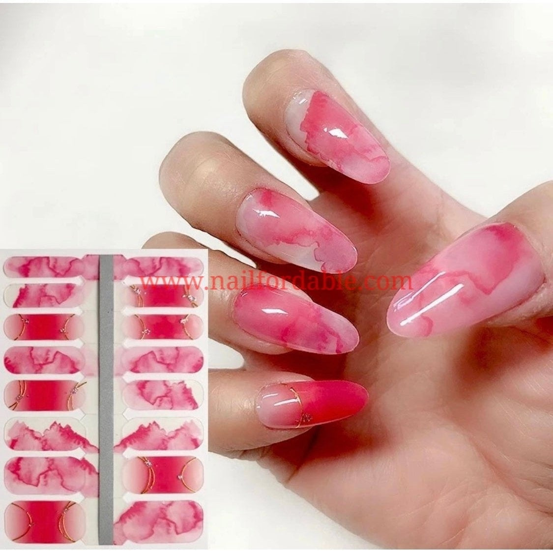 Pink clouds Crystal Wraps Nail Wraps | Semi Cured Gel Wraps | Gel Nail Wraps |Nail Polish | Nail Stickers