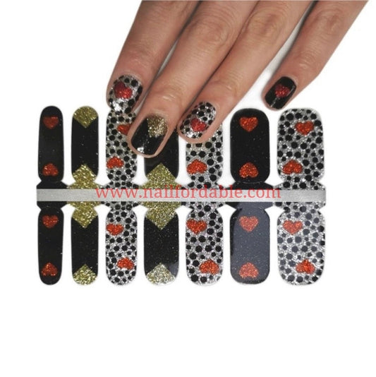 Red hearts Nail Wraps | Semi Cured Gel Wraps | Gel Nail Wraps |Nail Polish | Nail Stickers