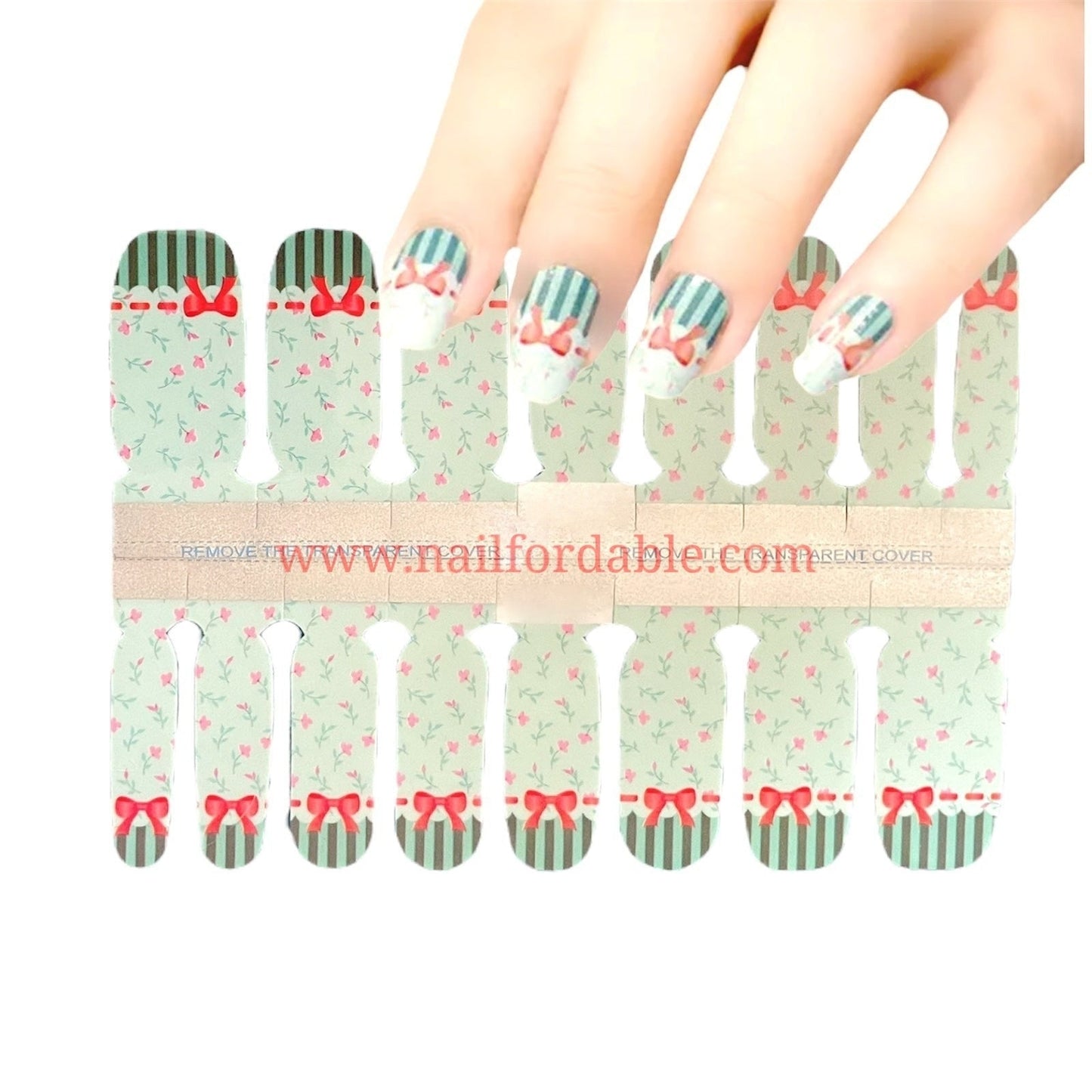 Red Bows Nail Wraps | Semi Cured Gel Wraps | Gel Nail Wraps |Nail Polish | Nail Stickers