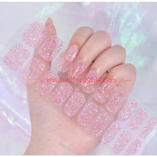 Pink Sparkles - Cured Gel Wraps Air Dry/Non UV Nail Wraps | Semi Cured Gel Wraps | Gel Nail Wraps |Nail Polish | Nail Stickers