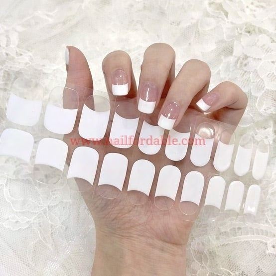White French Tips Cured Non UV Gel Wraps Nail Wraps | Semi Cured Gel Wraps | Gel Nail Wraps |Nail Polish | Nail Stickers