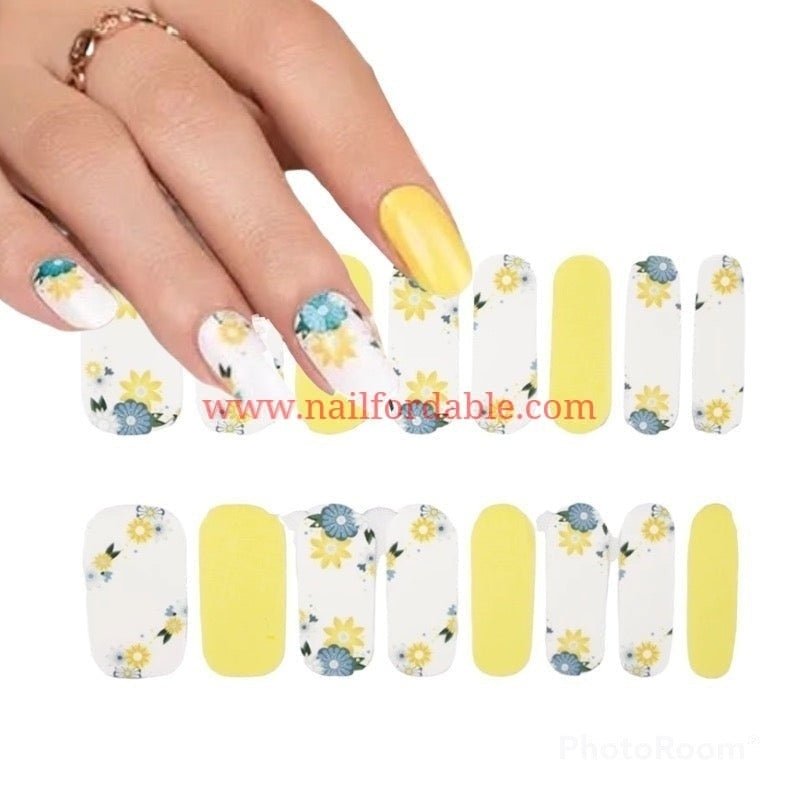 Yellow flowers Nail Wraps | Semi Cured Gel Wraps | Gel Nail Wraps |Nail Polish | Nail Stickers