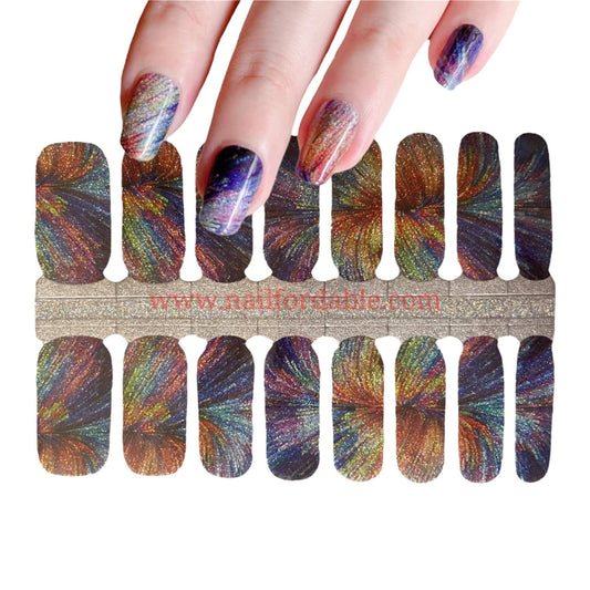 Rainbow Fireworks Glitter Nail Wraps | Semi Cured Gel Wraps | Gel Nail Wraps |Nail Polish | Nail Stickers