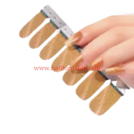 Cat Eye - Golden Nail Wraps | Semi Cured Gel Wraps | Gel Nail Wraps |Nail Polish | Nail Stickers