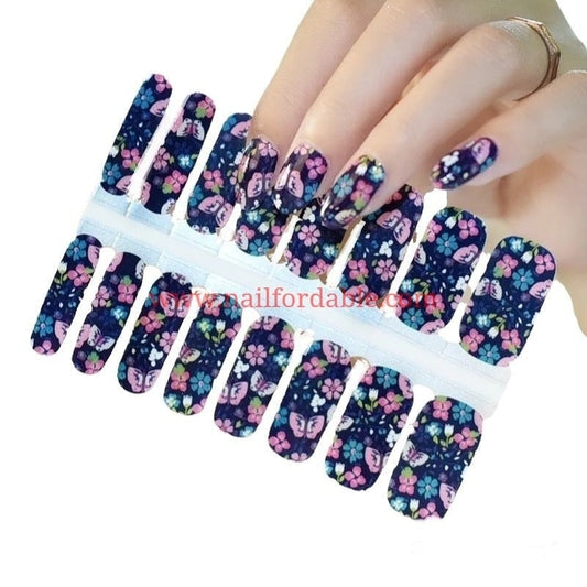 Pink Butterflies Nail Wraps | Semi Cured Gel Wraps | Gel Nail Wraps |Nail Polish | Nail Stickers