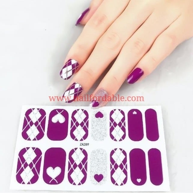 Heart and Rhombuses Nail Wraps | Semi Cured Gel Wraps | Gel Nail Wraps |Nail Polish | Nail Stickers