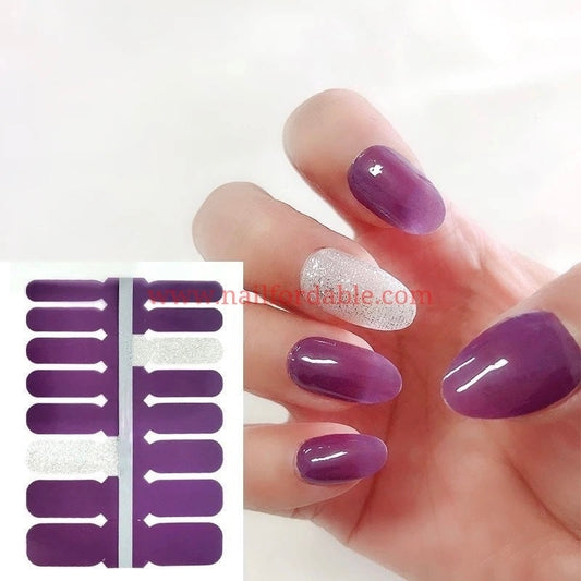 Purple and white glitter Crystal Wraps | Nail Wraps | Nail Stickers | Nail Strips | Gel Nails | Nail Polish Wraps - Nailfordable