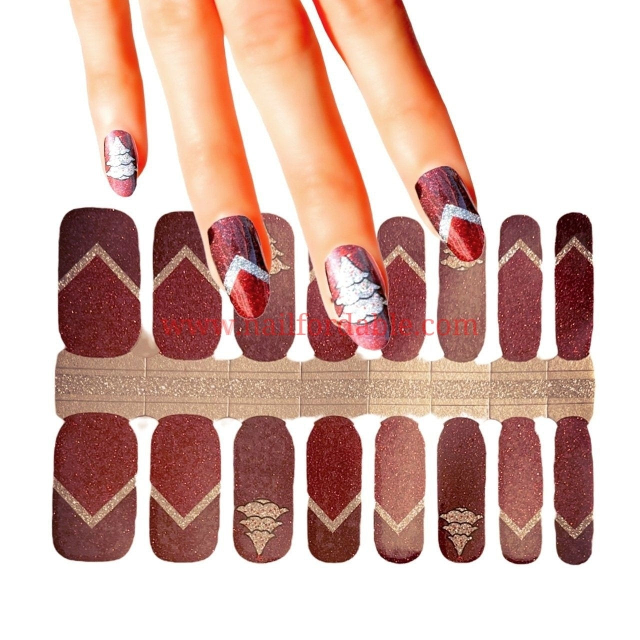 Glitter Xmas tree Nail Wraps | Semi Cured Gel Wraps | Gel Nail Wraps |Nail Polish | Nail Stickers