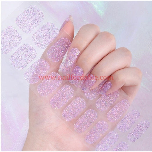 Lilac sparkles - Cured Gel Wraps Air Dry/Non UV Nail Wraps | Semi Cured Gel Wraps | Gel Nail Wraps |Nail Polish | Nail Stickers