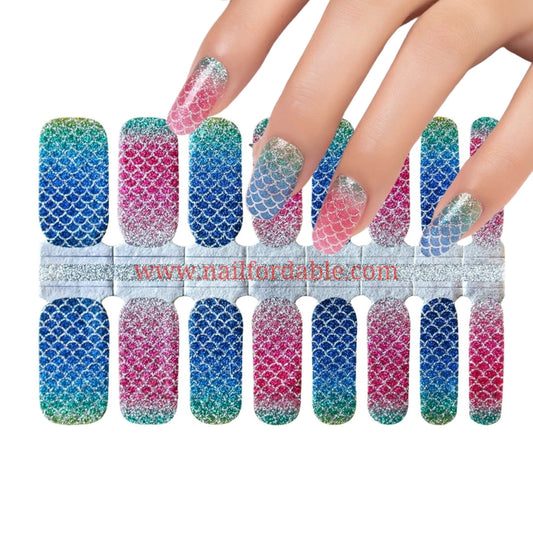Mermaid ombre glitter | Nail Wraps | Nail Stickers | Nail Strips | Gel Nails | Nail Polish Wraps - Nailfordable