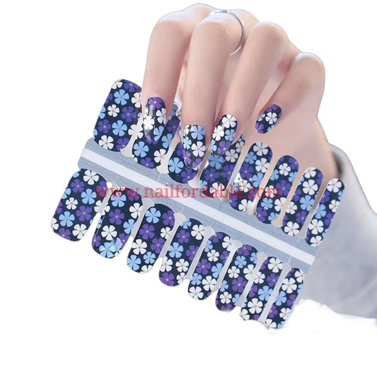 White and Blue flowers Nail Wraps | Semi Cured Gel Wraps | Gel Nail Wraps |Nail Polish | Nail Stickers