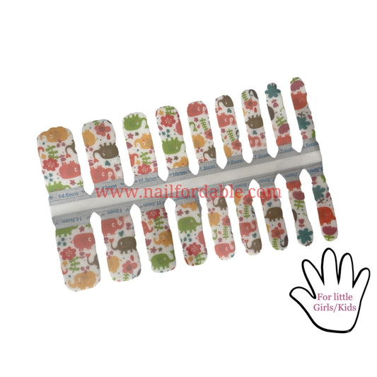 Little Elephants Nail Wraps | Semi Cured Gel Wraps | Gel Nail Wraps |Nail Polish | Nail Stickers