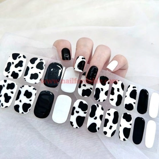 Cow - Cured Gel Wraps Air Dry/Non UV Nail Wraps | Semi Cured Gel Wraps | Gel Nail Wraps |Nail Polish | Nail Stickers