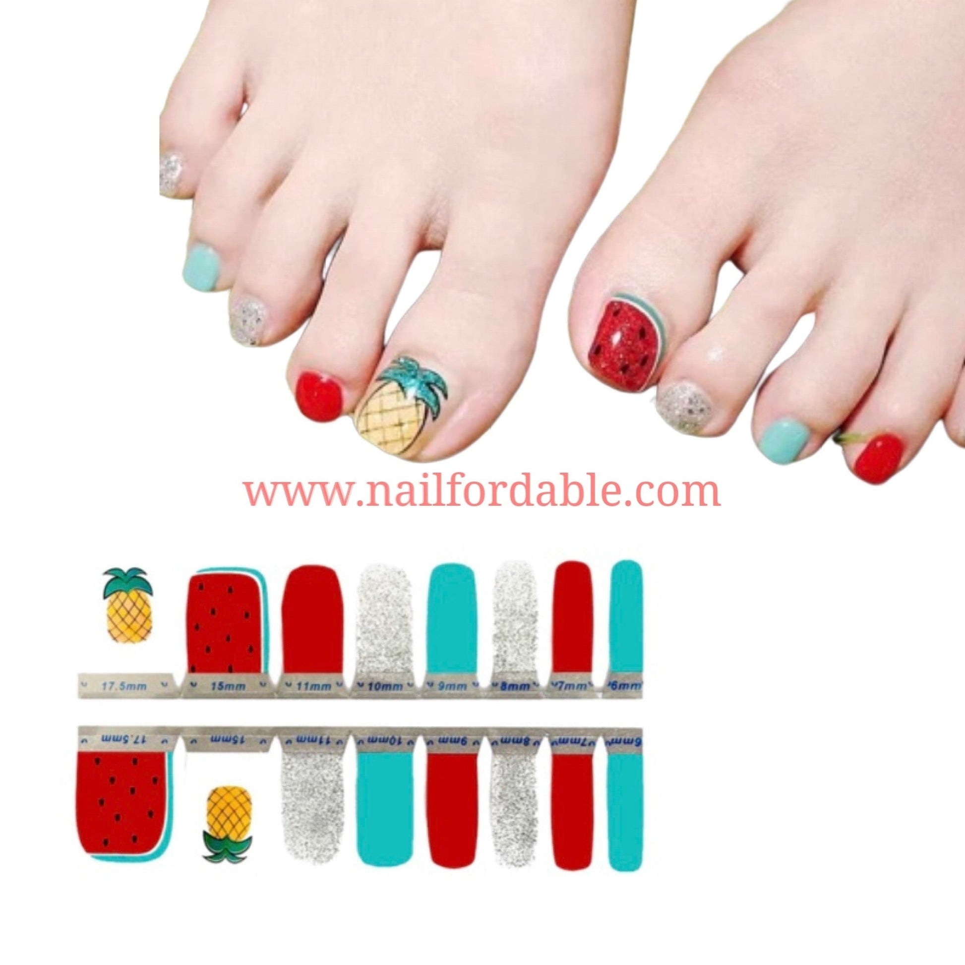 Pinneaples and Watermelons Nail Wraps | Semi Cured Gel Wraps | Gel Nail Wraps |Nail Polish | Nail Stickers