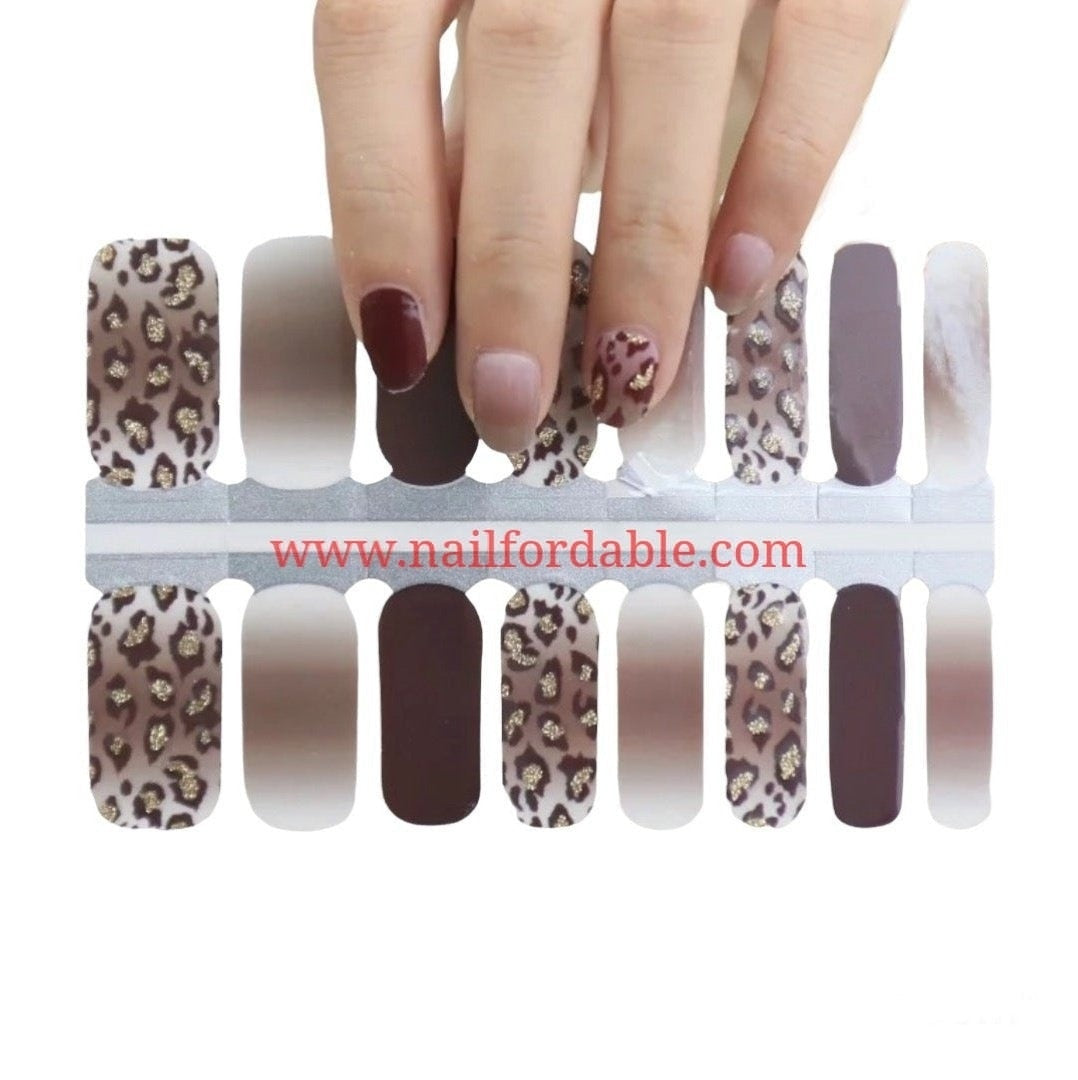 Brown leopard mix Nail Wraps | Semi Cured Gel Wraps | Gel Nail Wraps |Nail Polish | Nail Stickers