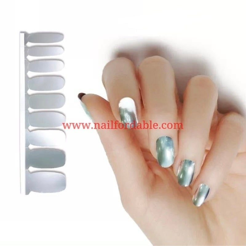 Silver chrome Nail Wraps | Semi Cured Gel Wraps | Gel Nail Wraps |Nail Polish | Nail Stickers