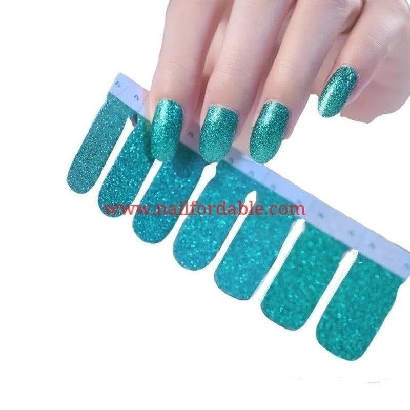 Green glitter Nail Wraps | Semi Cured Gel Wraps | Gel Nail Wraps |Nail Polish | Nail Stickers
