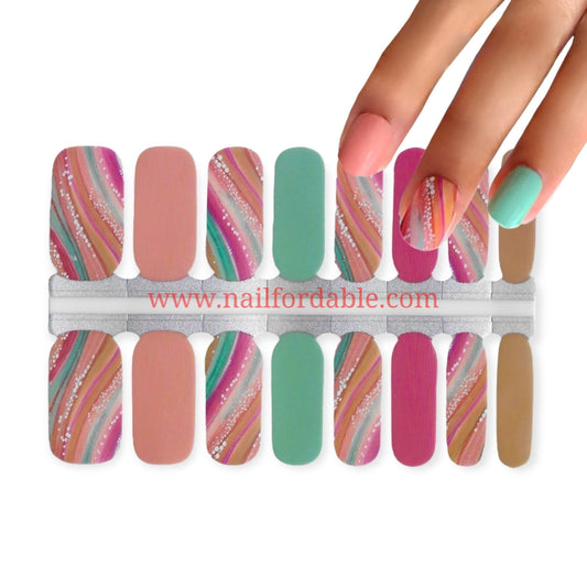 Go with the flow Nail Wraps | Semi Cured Gel Wraps | Gel Nail Wraps |Nail Polish | Nail Stickers