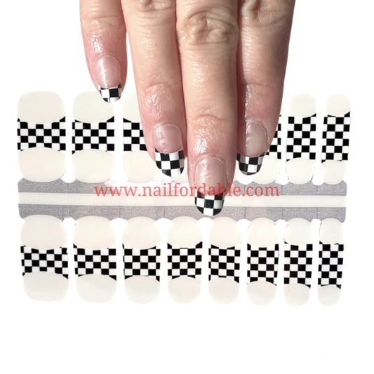 Checker french tips Nail Wraps | Semi Cured Gel Wraps | Gel Nail Wraps |Nail Polish | Nail Stickers
