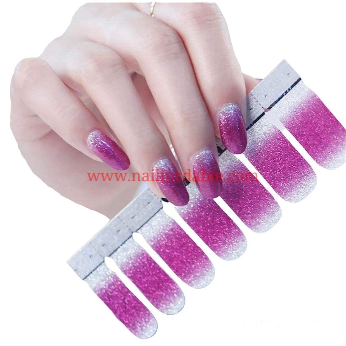 Pink to Silver gradient Nail Wraps | Semi Cured Gel Wraps | Gel Nail Wraps |Nail Polish | Nail Stickers