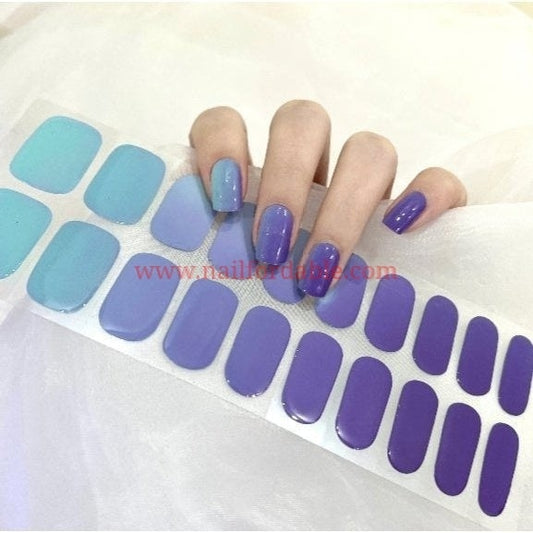 Blue to Purple- Cured Gel Wraps Air Dry/Non UV | Nail Wraps | Nail Stickers | Nail Strips | Gel Nails | Nail Polish Wraps - Nailfordable