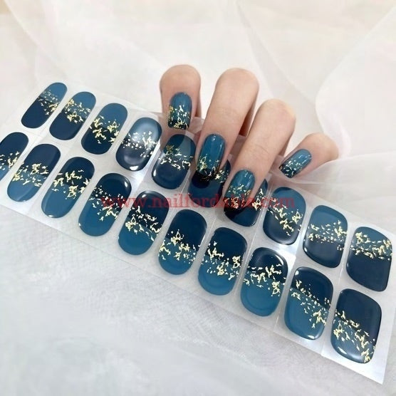 Gold and night - Cured Gel Wraps Air Dry/Non UV Nail Wraps | Semi Cured Gel Wraps | Gel Nail Wraps |Nail Polish | Nail Stickers