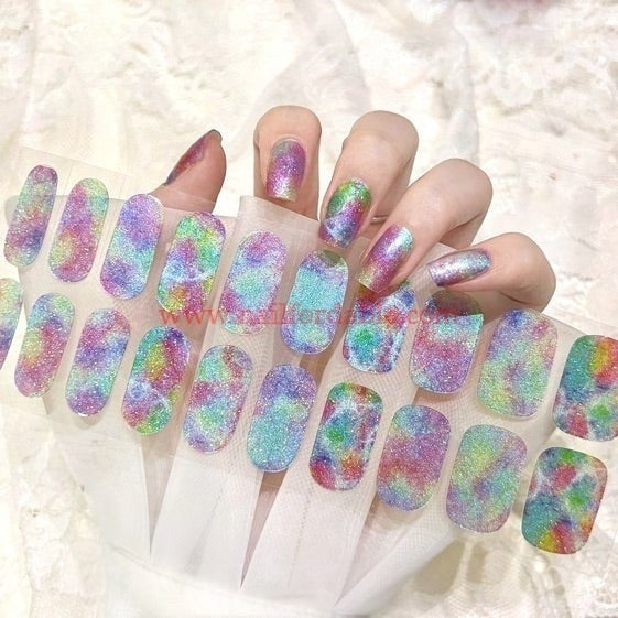 Rainbow space - Cured Gel Wraps Air Dry/Non UV Nail Wraps | Semi Cured Gel Wraps | Gel Nail Wraps |Nail Polish | Nail Stickers