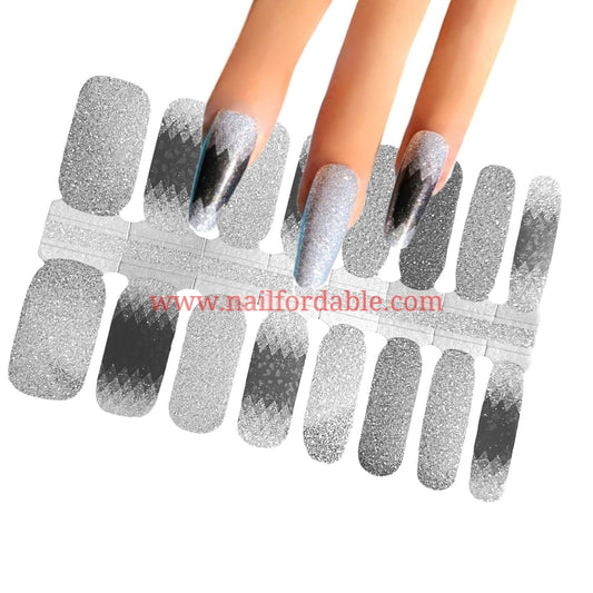 Rhombuses Glitter Silver Nail Wraps | Semi Cured Gel Wraps | Gel Nail Wraps |Nail Polish | Nail Stickers