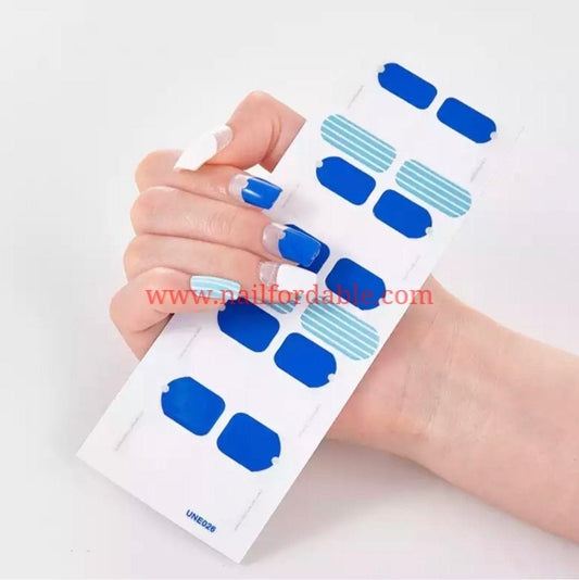 White and blue french tips | Nail Wraps | Nail Stickers | Nail Strips | Gel Nails | Nail Polish Wraps - Nailfordable