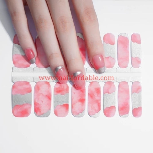 Pink gemstone Nail Wraps | Semi Cured Gel Wraps | Gel Nail Wraps |Nail Polish | Nail Stickers