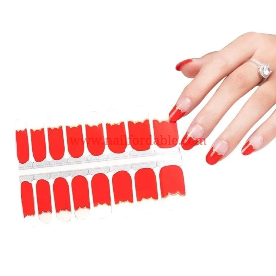 Red curves French tip Nail Wraps | Semi Cured Gel Wraps | Gel Nail Wraps |Nail Polish | Nail Stickers