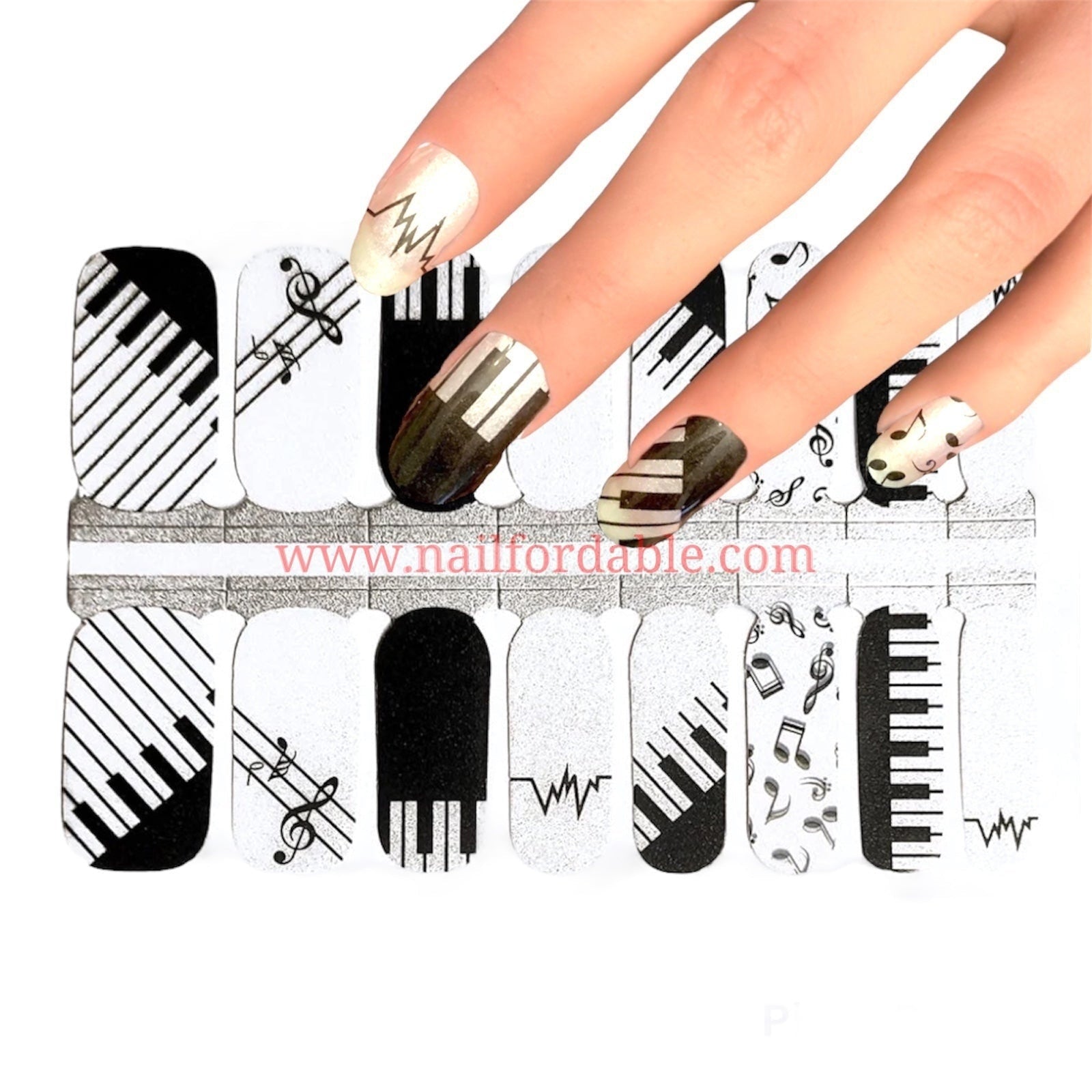 Musical piano Nail Wraps | Semi Cured Gel Wraps | Gel Nail Wraps |Nail Polish | Nail Stickers