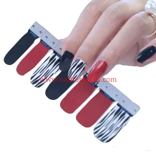 Zebra accents | Nail Wraps | Nail Stickers | Nail Strips | Gel Nails | Nail Polish Wraps - Nailfordable