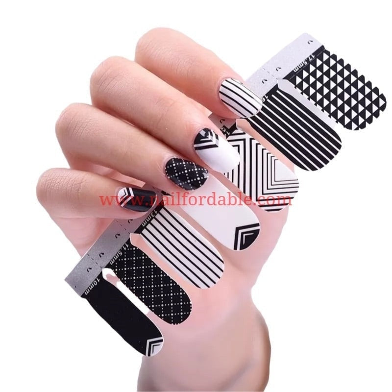 Black & White patterns Nail Wraps | Semi Cured Gel Wraps | Gel Nail Wraps |Nail Polish | Nail Stickers