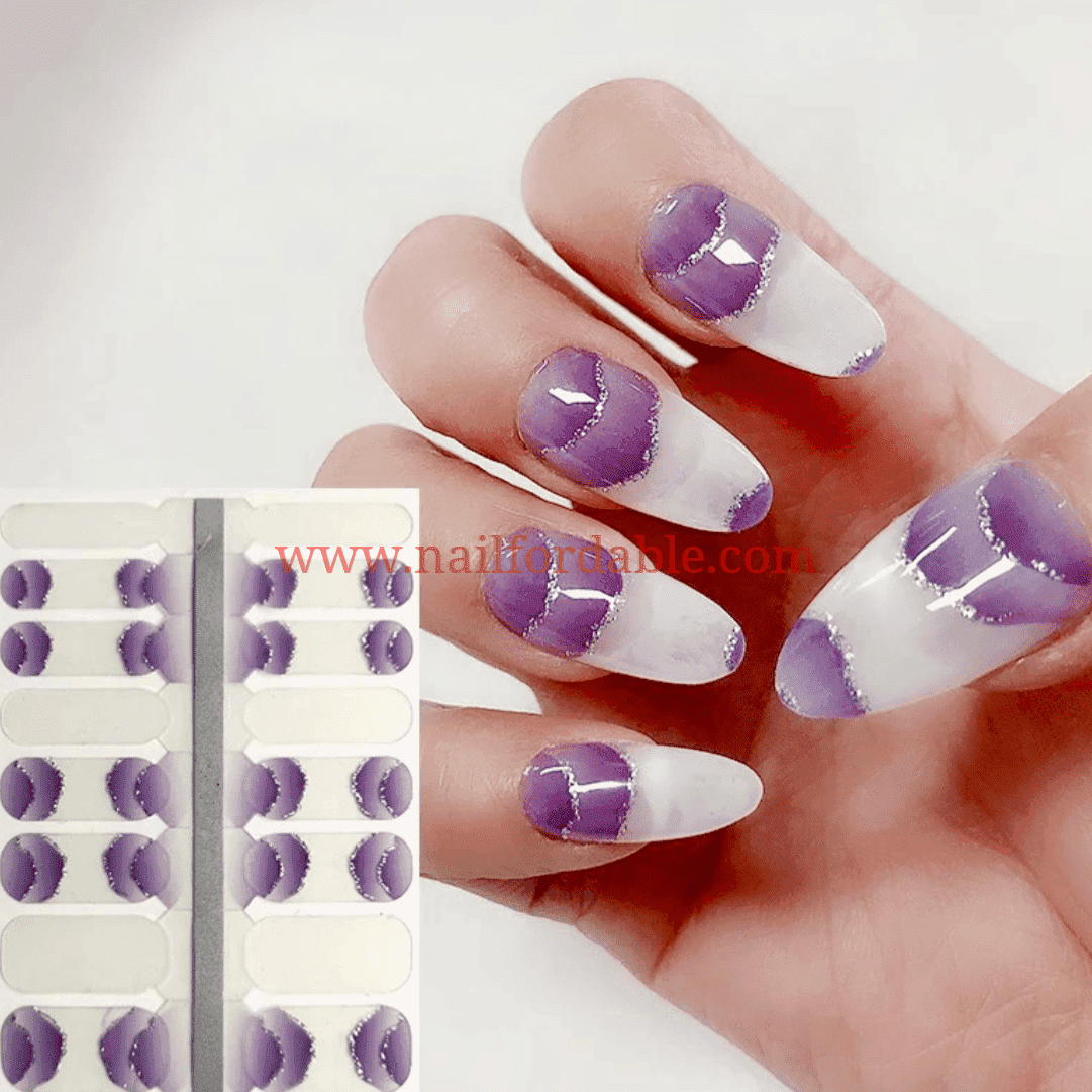 Purple shell Crystal Wraps Nail Wraps | Semi Cured Gel Wraps | Gel Nail Wraps |Nail Polish | Nail Stickers