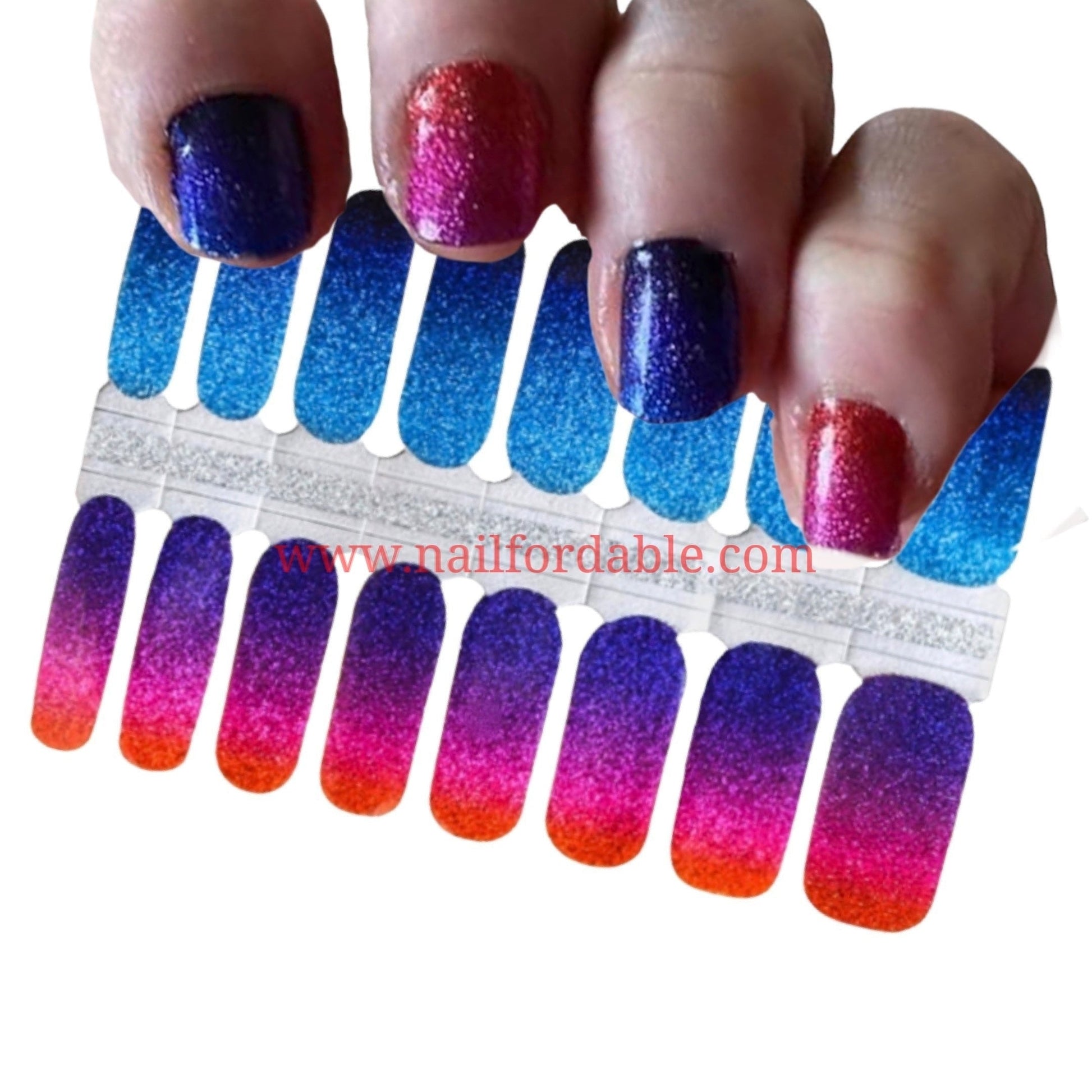 Red to blue Nail Wraps | Semi Cured Gel Wraps | Gel Nail Wraps |Nail Polish | Nail Stickers