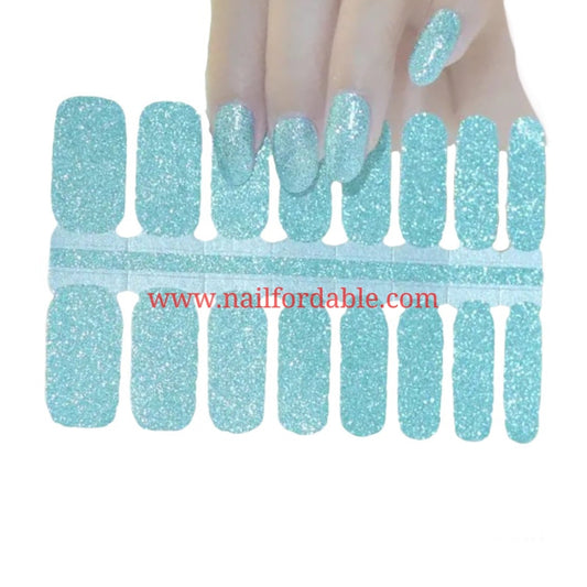 Green Lake glitter Nail Wraps | Semi Cured Gel Wraps | Gel Nail Wraps |Nail Polish | Nail Stickers