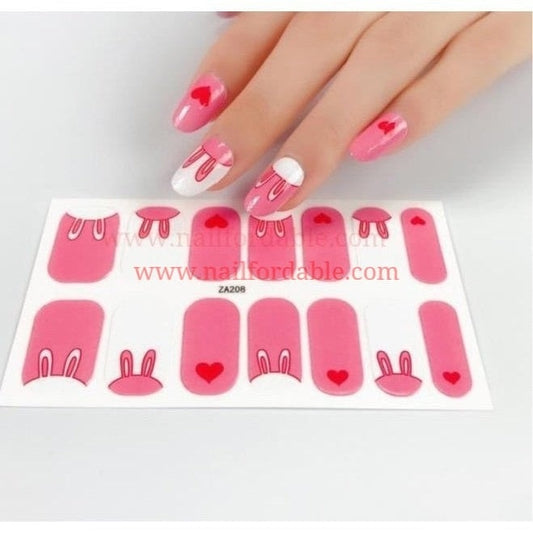 Pink bunny ears | Nail Wraps | Nail Stickers | Nail Strips | Gel Nails | Nail Polish Wraps - Nailfordable